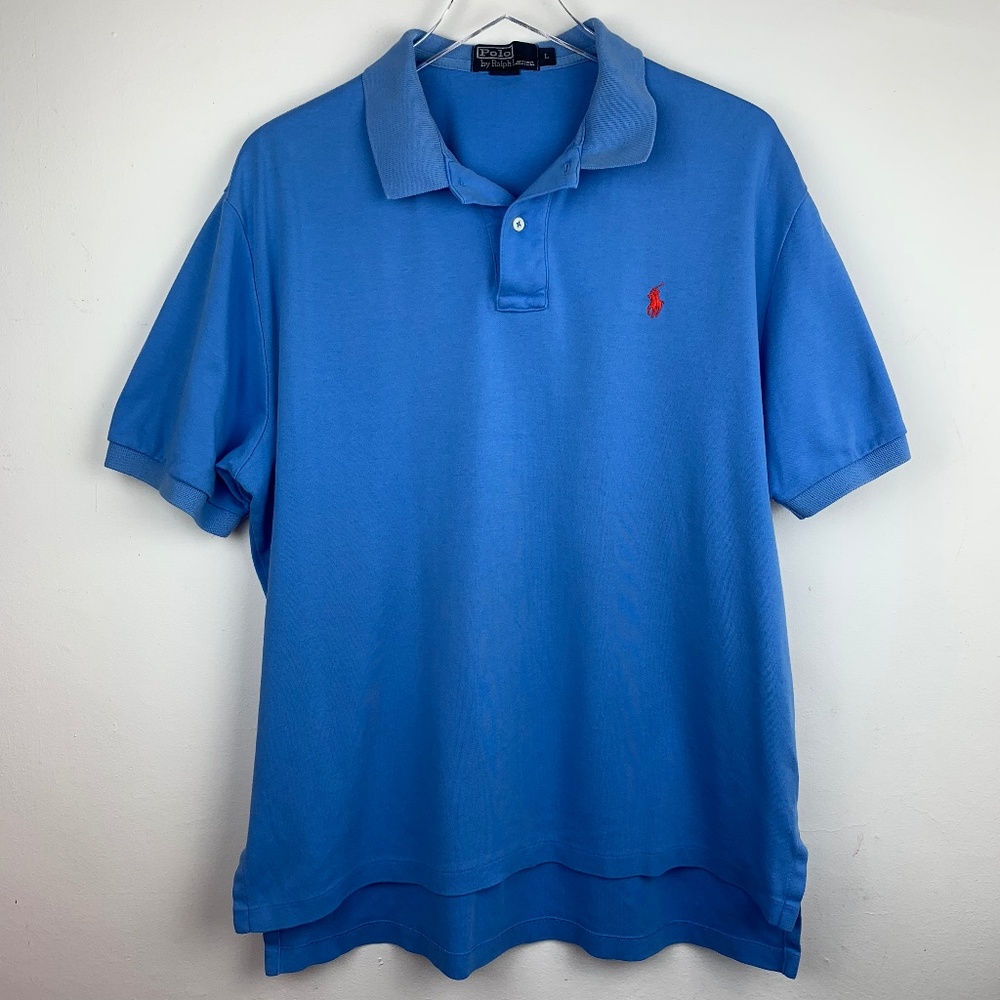 POLO RALPH LAUREN — Men's Blue Logo Polo Shirt L - Picture 1 of 8